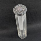 Antique Tall Vanity Glass Jar Art Nouveau Sterling Repouss   Lid Train Case 7 