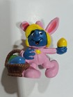 Vintage 1982  Smurfs Smurfette Pink Easter Bunny W Basket And Eggs Schleich Peyo
