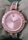 Beautiful Swarovski Quartz Women Pink Dial All Working Steel Band Wristwatch