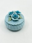 Beacon Hill Vintage Porcelain Candle Dish Blue With Floral Lid Japan 3 h