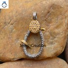 Natural Diamond Lobster Clasp Lock 925 Solid Silver Finding Gold Plated Jewelry