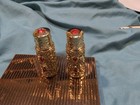 Vintage Brass Metal Pair Perfume Bottles   Compact With Mirror comb  handle