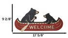 Rustic Father Bear With Cub Rowing Red Canoe Boat Welcome Mdf Wall Decor Plaque