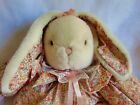 Vintage Easter Bunny Plush W Floral Jumper Bunny Slippers 17  Stuffed Easter