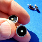 Elegant Original Vintage Art Deco Real 14k Gold Platinum Pearl Onyx Cuff Links