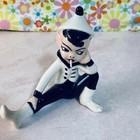 Vintage Kitschy Smoking Pixie Elf  Black And White Ceramic Figurine  Keepsake
