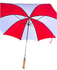 Vintage Lipton Tea Golf Umbrella Red And White Wood Handle And Shaft 4 Ft W Read