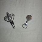 Fleur De Lis 5 5  Tall Pewter Metal Wine Bottle Stop Stopper   Bottle Opener Euc