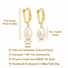 14k Real Solid Gold 12mmx8mm Natural Freshwater Pearl Dangle Drop Oval Earrings