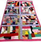 Vintage Patchwork Scrap Crazy Quilt Handmade Hand Tied 1960s 88x57