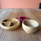 Avanchy Baby   Toddler Bowl   Plate Set Bamboo Wooden Suction Base Baby Led Wean