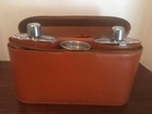 Vintage Leather Liquor Bar Travel Case Zippered 2 16oz Flasks Mixer Read 
