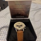 Citizen Eco-drive Chronograph With Light Dial And Brown Leather Strap