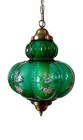 Vtg 1970 s-80 s Falkenstein Green Bubble Floral Glass Hanging Swag Light lamp
