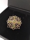 The Irish Store Genuine Green Connemara Marble Gold Tone Celtic Cross Brooch