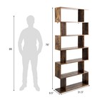 6 Tier S-shaped Bookcase Z-shelf Style Storage Display Modern Bookshelf Brown