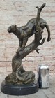 Large African Mountain Lion Leopard Cougar Bronze Art Deco Sculpture Figurine Nr
