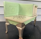 Vintage Toy Stove Green   Cream Enamel Child s Electric 1930 s Metal Corded