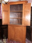 Antique Cherry Wood Corner Cupboard Blind Chamfered Doors 4 Shelves 89 h 46 l