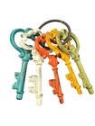 Reproduction Cast Iron Victorian Style Keys On Ring Set Of 5 Rustic Decor