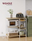 Coffee Bar Stand With Charging Station  Storage Shelves  Pull-out Wire Baskete
