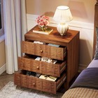 Tribesigns Wooden Nightstand With 3 Drawers  Farmhouse Industrial Bedside Table