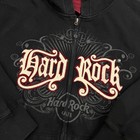 Hard Rock Cafe Jacket Large Black Embroidered Logo Spellout Madrid Hoodie Heavy