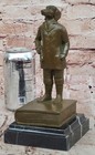Signed M Lopez Bronze Sculpture Man Dog Head Statue Surreal Home Decor Figurine