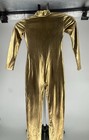 Kepblom Solid Metallic Gold Dance Costume Pantsuit Bodysuit Costume Youth Medium