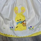 Vintage Fructuoso Baby Girl Easter Dress Yellow Gingham Bunny Pinafore Lace