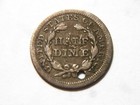 1853-p  holed  Silver Seated Liberty Half Dime   Nice Low Priced Coin To Collect