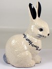 Vtg The Potting Shed Dedham Pottery Bunny Rabbit Figurine Flowers Hand Painted