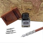 Gc Antique Wooden Stem Pen Handcrafted Calligraphy Pen Set Dip Nib Pens 
