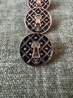 3 Chanel Key Hole Shape Black 20mm Buttons     Gold-tone Cc Logo