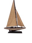 Collectible Sailboat Model   Stand  Cloth Sails  15  X 21  Display Wood  Brass