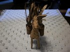 Vintage Handwoven Sraw Mexican Folk Art Man On Donkey 10  Figurine Really Cool