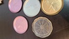 Mid-century Vintage Aluminum Drink Coasters 8cm Round Metal Ducks Cattails Set 7