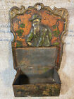 Vintage Tin Holder Box For Matches For The Fireplace With Hunting Motif 