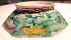 Antique Chinese Famille Rose Rooster Butterfly Bowl Octagonal Rim 1891-1991  5