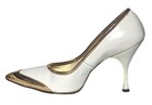 Vintage 50s 60s White And Gold Spectator Stilleto Heels Sz 7 5 B Fair Cndt Flaws