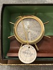 Vintage Swift Anderson Barometer Brass Ships Wheel On Wood Base 416 Gloucester