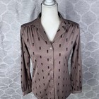 Vintage 70s Sears The Shirt Taupe Geometric Blouse Sz 12