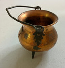 Vintage Hammered Copper Planter Pot Cauldron W brass Feet Geneve 2  X 2  1 2