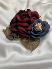 Camellia Flower Brooch Pin Clip Large Wine Red Handmade Gift Wedding Birthday
