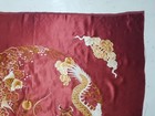 Antique Chinese Dragon Embroidered Silk Panel 35x35 Inches 