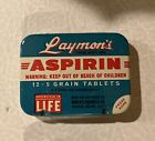 Vintage Advertising Medicine Laymon s Aspirin  3  Tins 12 Tablets Nos Drug Store