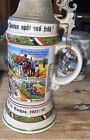 Antique German Ww1 Military Regimental Porcelain Lidded Beer Stein Lancer
