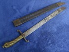 Original Antique German Sidearm Brass Handle Bayonet Fascinemesser And Scabbard