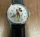 Vintage Mickey Mouse Wind Up Watch With Orig  Band  By Bradley 1970s Working