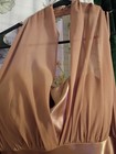 Silky Halter Dress Backless Golden Brown Long Formal Dress Holiday Dress